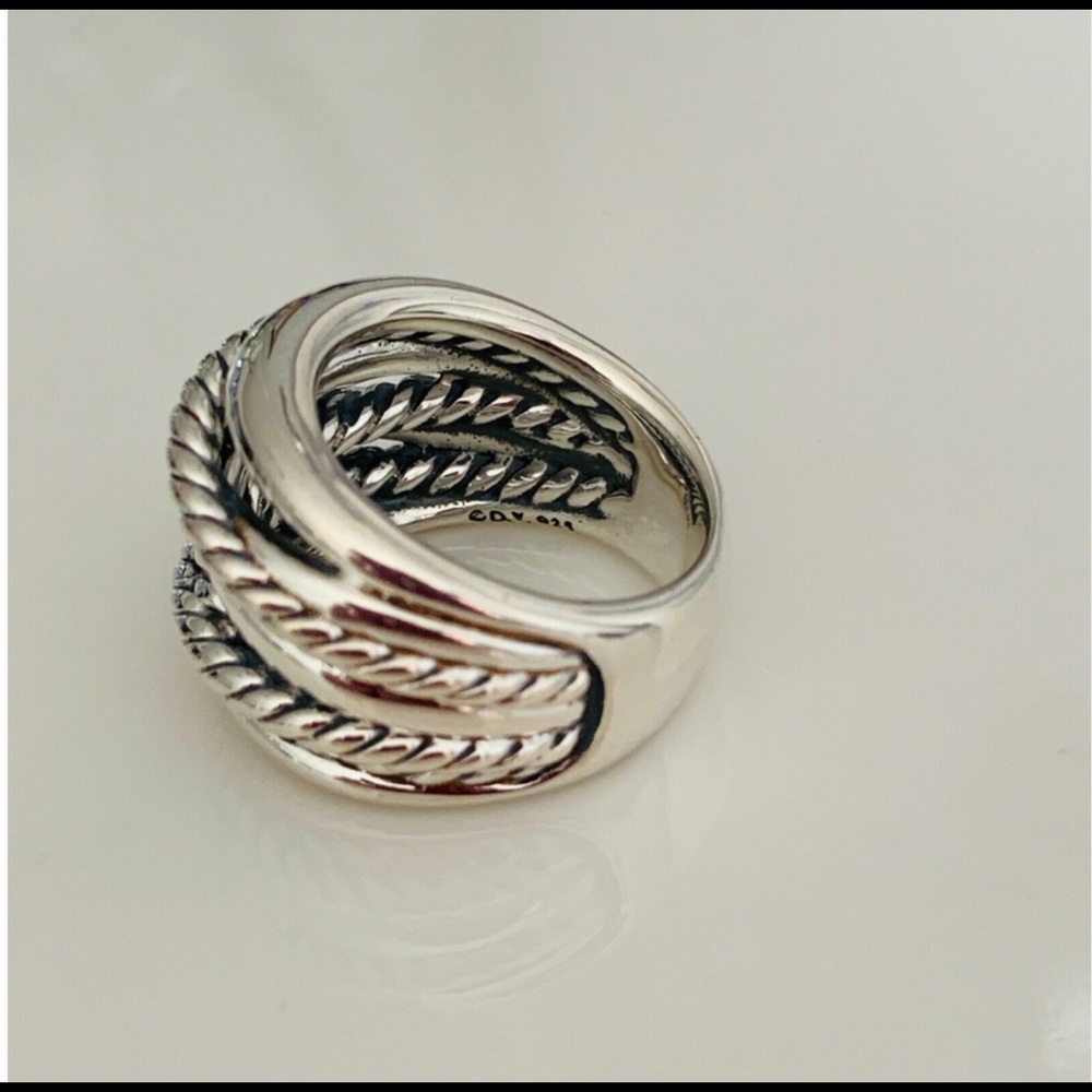 D Yurman Sterling Silver Crossover Wide Ring 6.5 - Picture 8 of 9